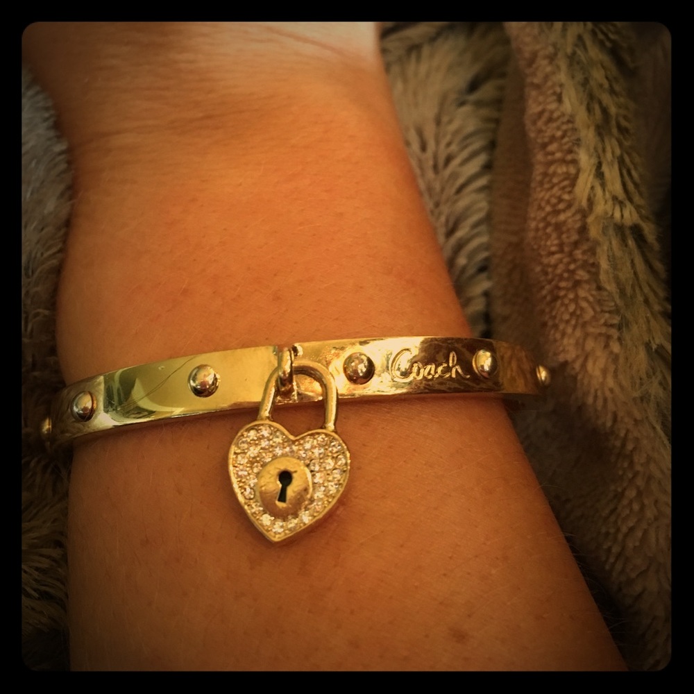 Coach Pave Lock Heart Hinged Bangle NO LONGER MADE